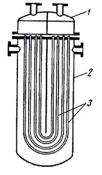 Схема теплообмінника з U-подібними трубками