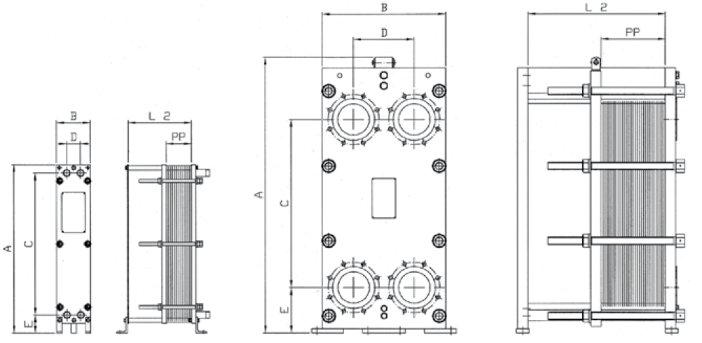 Розміри теплообмінників Функе